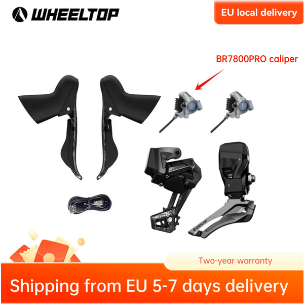 WHEELTOP EDS TX Rennrad-Gruppensatz Elektronische Drahtlose Carbon-Aluminium-Legierung Felgen-/Scheibenbremse 7-14-Gang Vorder- und Hinter-Schaltwerk