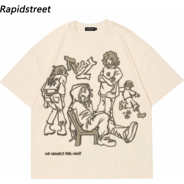 Harajuku Cartoon Mädchen Katze Japanische Kanji Grafik T Shirt Streetwear Männer T-Shirt Sommer Kurzarm T-shirt Tops Tees Unisex