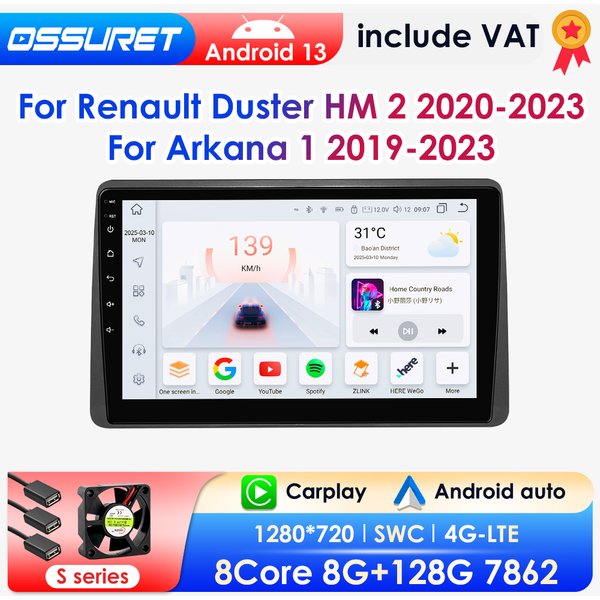 2Din Android 13 Auto Radio Für Renault Duster HM2 2020-2023 Arkana 1 2019-2023 Auto multimedia-Player GPS Carplay 4G BT 360 Kamera
