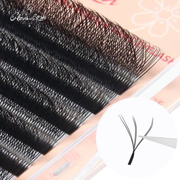 GLAMLASH W Shape Bloom 6D Premade Volume Fans Eyelash Extensions Natural Soft Light Individual Automatic Flowering Lashes