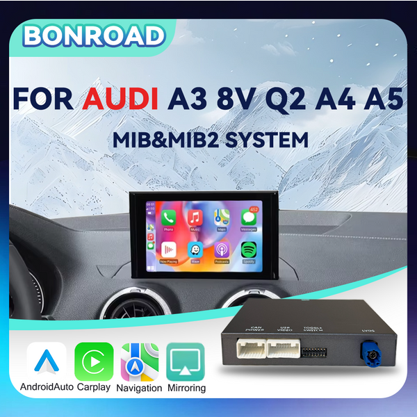 BONROAD Kabelloser CarPlay Android Auto Adapter MMI Box Decoder für Audi A3 8V Q2 A4 A5 Bluetooth Navigation Airplay Autolink Mirror Link Interface Modul