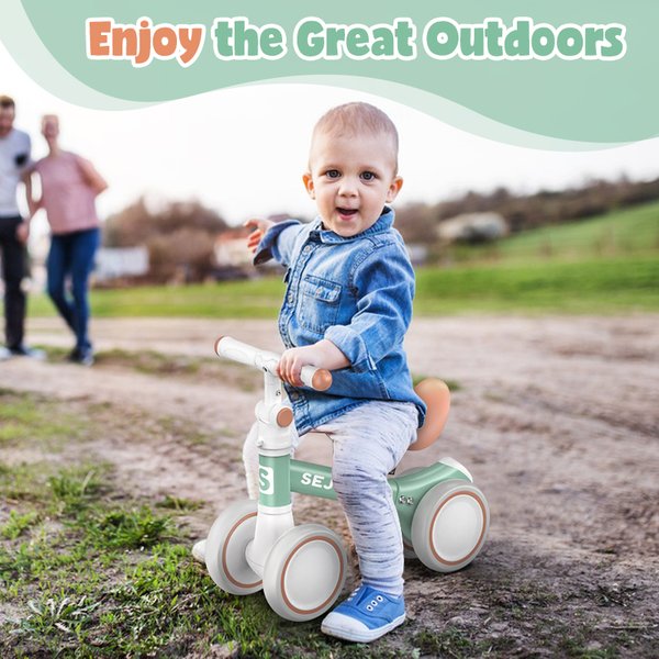SEJOY Baby-Laufrad für Kinder, Pedalfreies 4-Rad-Laufrad für Kleinkinder von 1-3 Jahren, Leichter Lauflernwagen für Jungen und Mädchen, Geburtstagsgeschenk