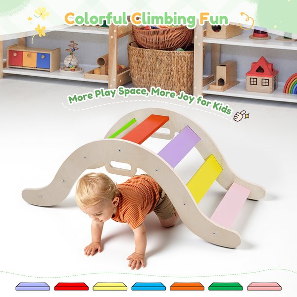 2-in-1 Klettergerüst für Kleinkinder, Indoor-Spielplatz, Spielhalle für Kinder, Trainingsgerät, Baby-Holzrutsche
