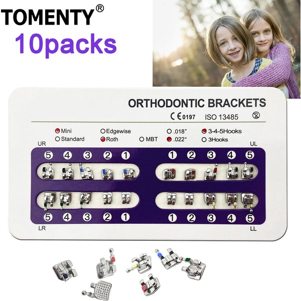 10 paquets TOMENTY supports dentaires orthèse orthodontique en métal Mini Standard Roth MBT fente Edgewise 022 018 3-4-5 support métallique dentaire