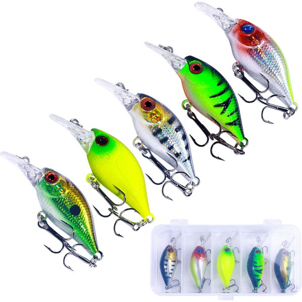 HENGJIA 5pcs/lot Fishing Lures Kit Plastic Crank Bait 4.3g 5.3cm Wobblers Crankbait Tackle Bass Bait Spinners for Fishing