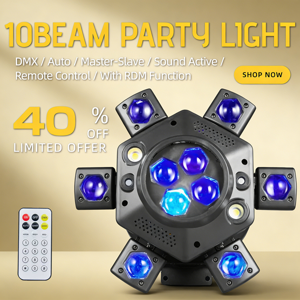 NOVALUX 160W 6-Arm Bee Eye LED Moving Head Licht RGBW Beam Strobe DMX512 Tonaktivierte Rotierende Bühnenbeleuchtung für DJ Disco Bar Party Hochzeit Nachtclub EU