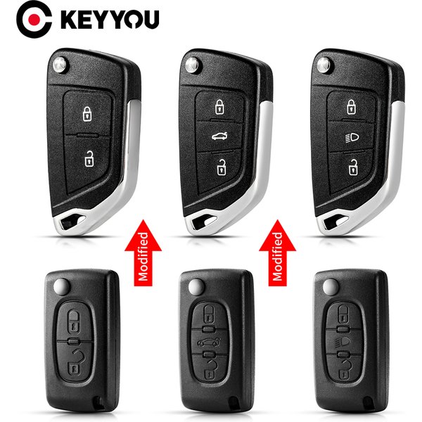 KEYYOU pour citroën С2 C4 С3 С5 C6 pour Peugeot 107 207 307 407 306 308 408 508 Partner CE0523 CE0536 coque de clé de voiture modifiée