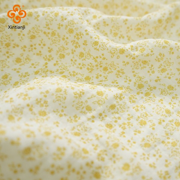 135x50cm Doppel krepp Gaze Stoff Baumwolle weichen Baby Stoff DIY Näh kleidung gelb Blumen atmungsaktive Textur