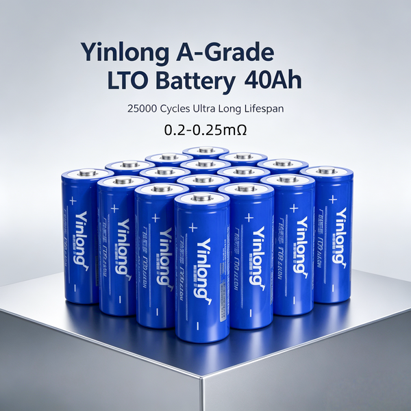6-72 Stück Yinlong Grade A LTO 66160H Lithium-Titanat-Batterie 2,3V 40Ah, 25000 Zyklen, -50 ℃ ~65 ℃ Arbeitstemperatur, 450A Dauerentladung, geeignet für Autostart-Stromversorgung,