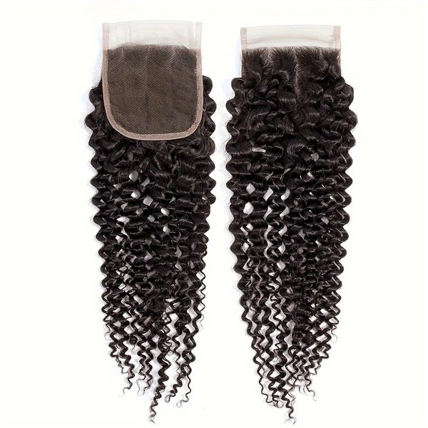 Vague profonde 4X4 dentelle fermeture brésilienne Remy 100% cheveux humains vierge cheveux humains fermeture partie libre pré plumée avec des cheveux de bébé Livraison 3 Jours France