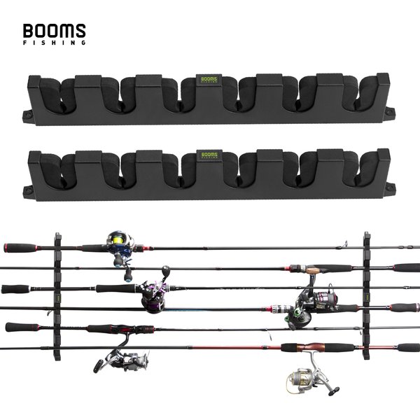 Booms Fishing WV5 support horizontal à 6 tiges support de canne à pêche outil de stockage de poteau support mural modulaire pour accessoires de pêche en garage