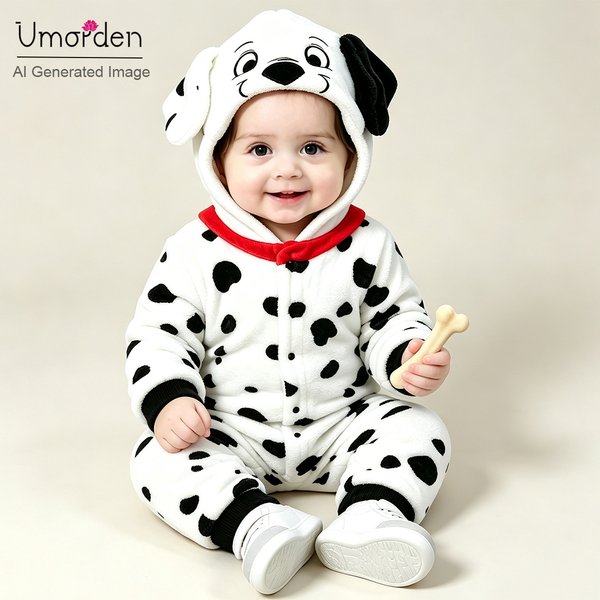 Umorden Tier Spotty Dog Dalmatiner Welpe Kostüm Strampler Overall Kigurumi für Baby Kleinkind Kleinkind Hoodie Flanell Winter