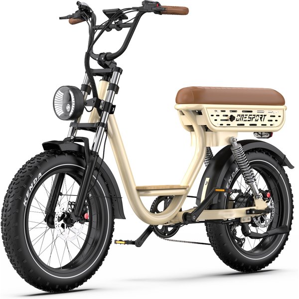 ONESPORTS W77 250W Elektrofahrrad 20x4.0 Fat Tires 48V 18Ah Akku 80-90KM Reichweite mit Pedalunterstützung 7-Gang Hydraulikbremsen Bluetooth APP LCD-Display für Stadtfahrten