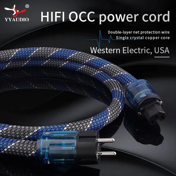 YYAUDIO Stromkabel HiFi OCC Audiokabel EU/US Vseries Connecter Amplificateur, Filter 1m 1,5m