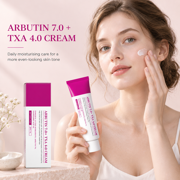 Crème hydratante pour le visage à l'arbutine et à la TXA, unifie le teint, hydratation intense, texture légère, hydratante, pour femmes et hommes, tous types de peau, usage quotidien.