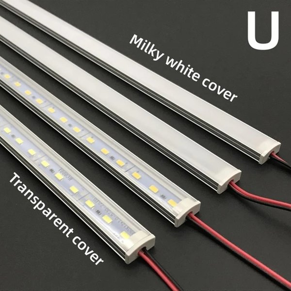 1-10 PCS LED Rigid Strip DC12V 50CM 20 Inch SMD5730 36LEDs U/V-Shaped Flat LED Aluminum Channel Rigid Strip for Indoor Lighting