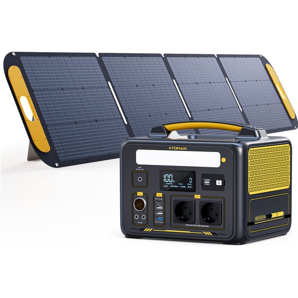 VTOMAN JUMP 600X Kraftwerk mit VS200 Solarpanel 299Wh Solargenerator LiFePO4 1200W Spitzenleistung Notstrom-Backup