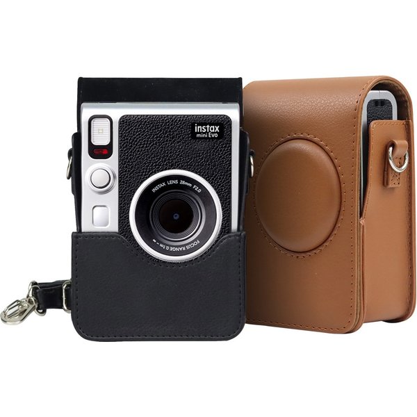 Sac pour appareil photo pour Fujifilm Instax Mini EVO, étui pour appareil photo à Film instantané, housse en cuir PU et Silicone souple avec bandoulière