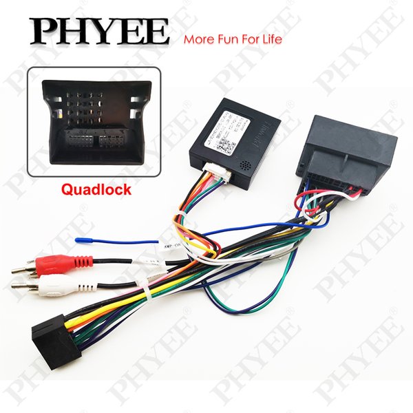 CAN Bus Decoder Quadlock Harness Adapter 16 Pin Stecker Quad Lock Anschluss RCA Auto Android Verdrahtung Kabel für Audi A3 8P A4 B7 TT