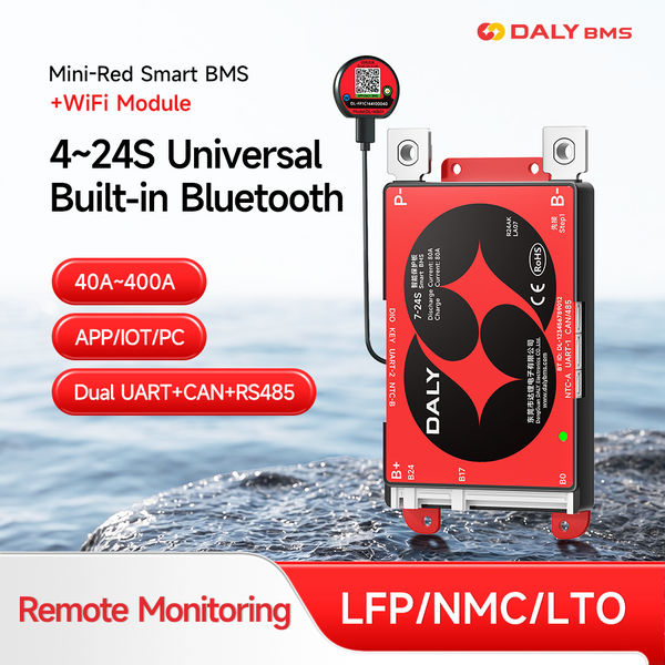 Daly Smart WiFi BMS Lifepo4 4-8S 7-17S 7-24S 40A 60A 80A 100A 150A 200A 250A 300A 400A Batterie Li-ion RS485 CANBUS Bluetooth BMS