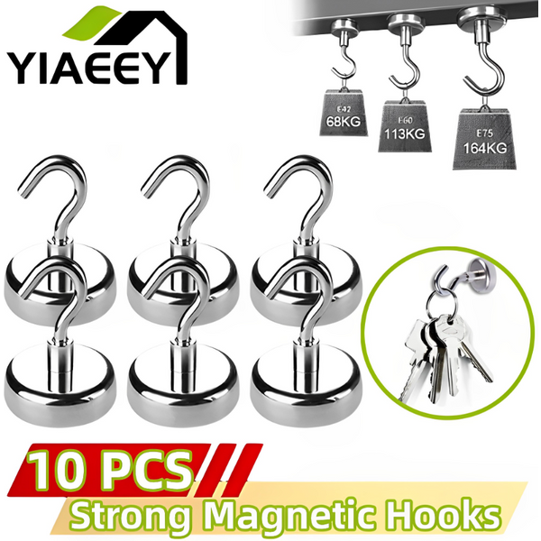 10 Stück starke magnetische Haken, praktischer tragender Haken, Mehrzweck-Aufbewahrung für Zuhause, Küche, Bar, Aufbewahrung, Schlüssel, Mantel, Tasse, zum Aufhängen
