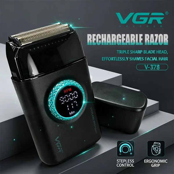 VGR Rasierer Professionell Rasiergerät Elektrisch Barttrimmer Dreifach-Schersystem (beweglich) Rasierer Wiederaufladbar Herrenrasierer V-378