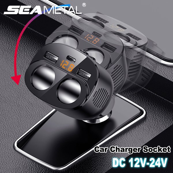 SEAMETAL 3.1A chargeur de voiture double USB 2 ports écran LCD 12-24V prise allume-cigare chargeur de voiture rapide adaptateur secteur style de voiture