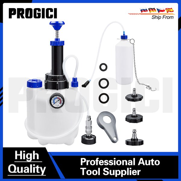 PROGICI 3L+1L Pompe à vide pour liquide de frein de voiture, purgeur de frein, système de purge d'embrayage, kit d'outils de purge de liquide avec 3 connecteurs