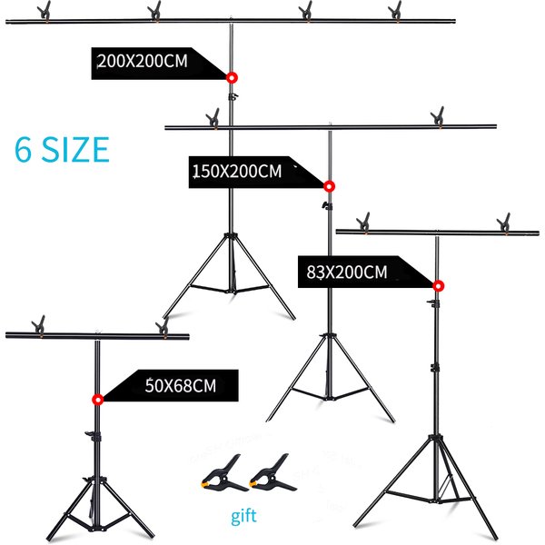 Statyw fotograficzny w kształcie litery T, 2x2m, regulowany system podpory tła do studia fotograficznego, do tło z włókniny i muślinu.