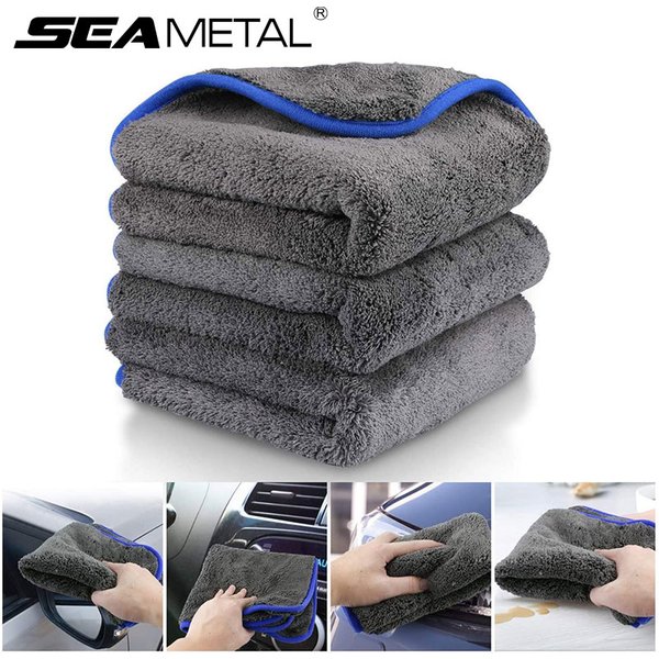 SEAMETAL 1200GSM Microfiber Car Wash Towel 40x40cm Coral Fleece Car Cleaning Towels Thicken Absorbent Drying Cloth Washing Rags