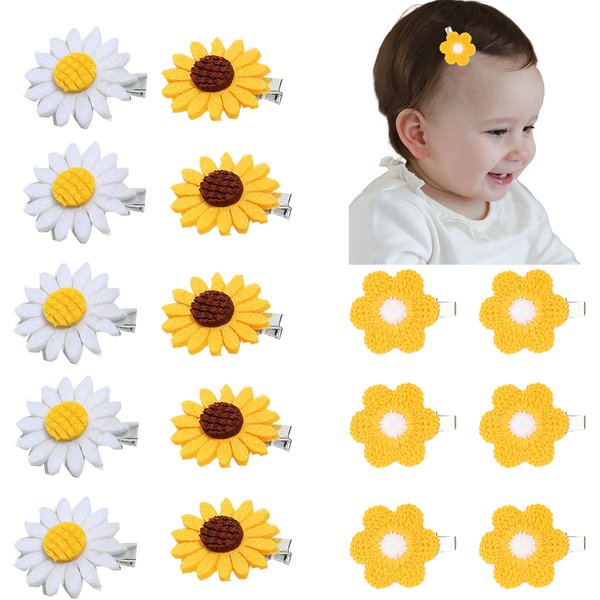 Pinces à cheveux petit tournesol détruire Andrar pour filles, épingle à cheveux fleur, barrettes frange latérale, enfants, poignée à cheveux faite à la main, enfants, accessoires pour cheveux