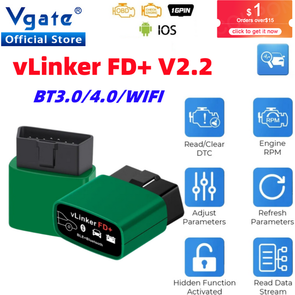 Vgate vLinker FD ELM327 FORScan For Ford Bluetooth 4.0 OBD2 Car Diagnostic Auto Tool OBD 2 Scanner J2534 PK ELM 327 V 1 5