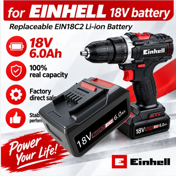 18V 6,0Ah Akku-Pack kompatibel mit Einhell Power X-Change 4511396 4511437neu PXBP-600 PX-BAT52 kabellosem Elektrowerkzeug Li-Ion-Akku