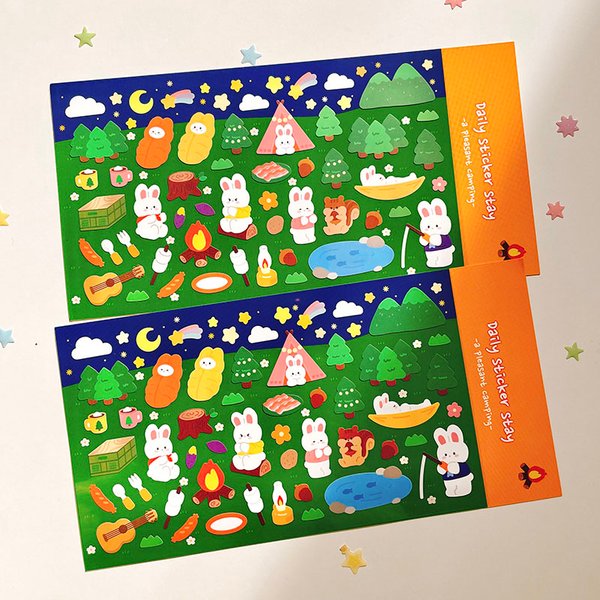 BONITO-Autocollants coréens originaux, 1 pièce, stickers en papier, lapin, agréable, camping, scrapbooking, journal, papeterie, cadeau, DIY bricolage