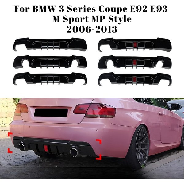 Dla BMW Serii 3 Coupe E92 E93 M Sport MP Style Tylny Dyfuzor Zderzaka Spoiler Zewnętrzny Tuning Akcesoria Samochodowe