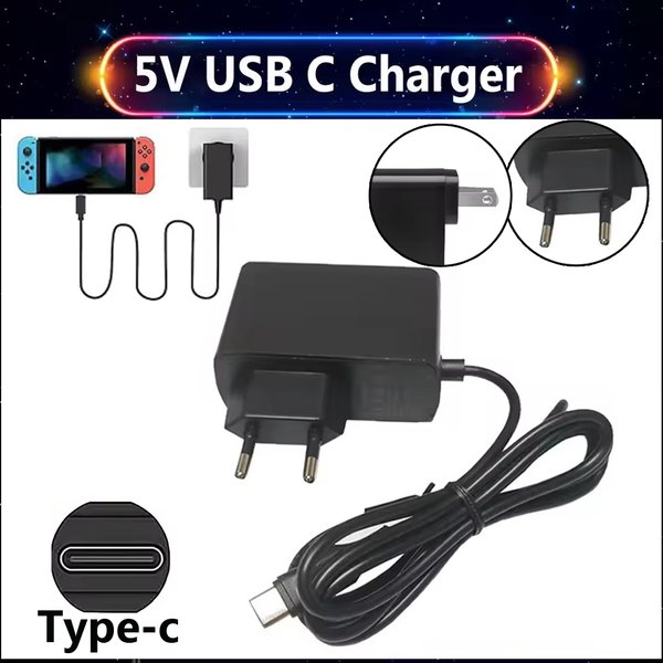 USB-C-Ladegerät für Switch NS NX Typ-C Netzteil 5V 2.4A für Switch 2 Spielkonsolen-Ladegeräte mit EU/US-Stecker