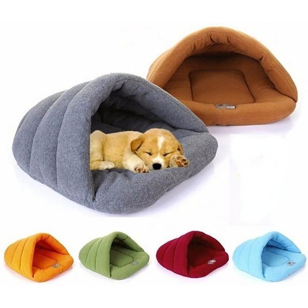 Lit grotte pour chien, polaire épaisse, chaud et doux, en forme de pantoufle, pour chiots, chats, tente, tapis de couchage, nid triangulaire d'intérieur pour animaux de compagnie, hiver