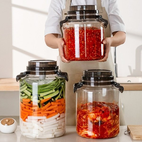 Bocaux à cornichons grande capacité avec couvercles, pichet de stockage hermétique de qualité alimentaire, anti-fuite avec poignée, boîte alimentaire hermétique