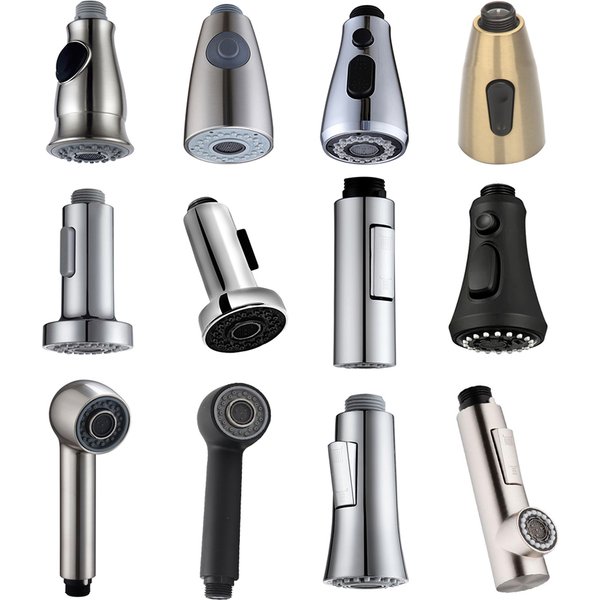 Tête de robinet de cuisine G1/2, buse de douche extractible, pulvérisateur, robinet d'évier de salle de bains, accessoire de remplacement, aérateur de tête dorée en argent noir