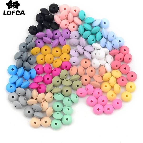 LOFCA 100 teile/los Silikon Linsen Perlen 12mm BPA FREI Food Grade DIY Charms Halskette Armbänder Schlüsselbund Schmuck zubehör