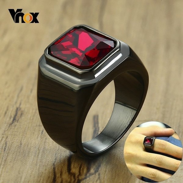 Vnox grande bague en pierre pour hommes couleur or noir acier inoxydable gros homme Alliance Punk bijoux