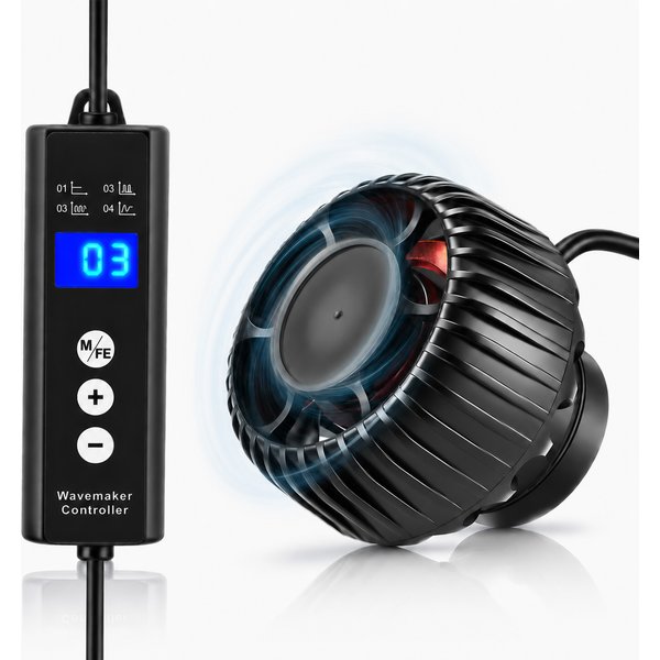 Pompe à vagues pour aquarium 6W, 3000LPH, fixation magnétique, 4 modes de vagues, contrôleur numérique, pompe de circulation réglable à 10 vitesses pour aquarium d'eau douce ou d'eau salée de 38 à