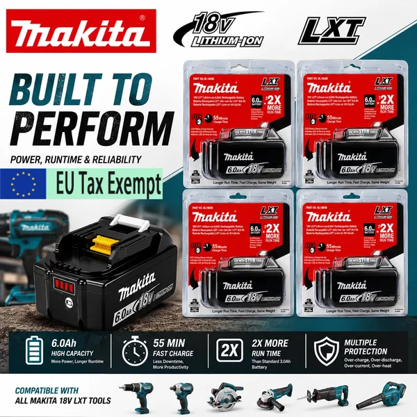 18V 6,0Ah Lithium-Ionen-Ersatzakku Kompatibel mit Makita BL1860B BL1850B BL1840B LXT Werkzeugen
