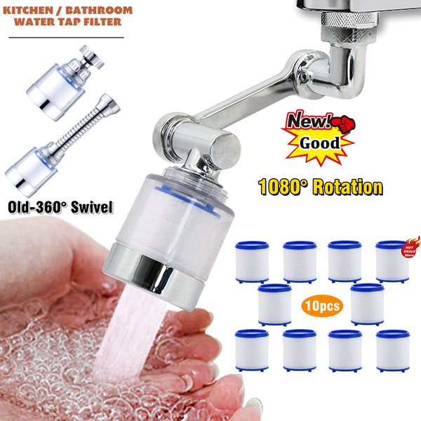 360/1080 ° Filtre à eau pour robinet pivotant, élimine le chlore, les métaux lourds, pomme de douche filtrée, bain d'eau douce et dure, purificateur de Filtration