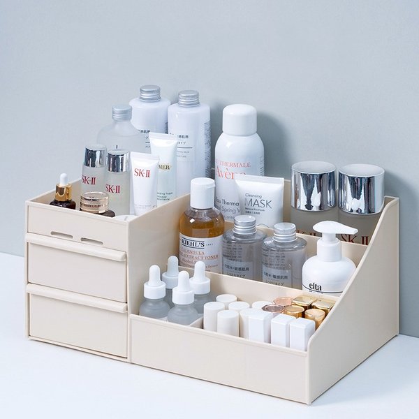 Organisateur de maquillage pour cosmétiques, boîte de rangement de cosmétiques de grande capacité, organisateur de bijoux de bureau, vernis à ongles, conteneur de tiroir de maquillage