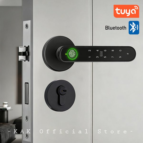 Serrure de porte intelligente numérique KAK Tuya avec poignée, empreinte digitale, carte-clé, clavier, entrée par clé, serrure électronique, 180 jours d'autonomie en veille