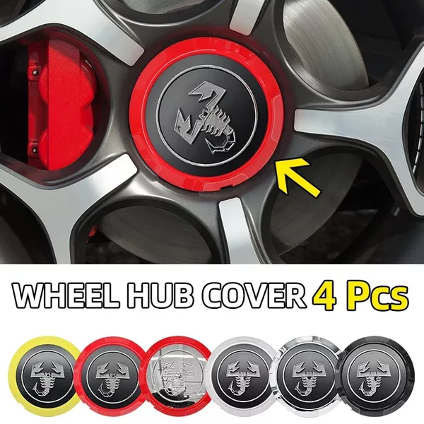 4 Stück 133mm Auto-Radnabenkappen Emblem-Abzeichen für Fiat Abarth 500 500X Marea Multipla Punto Scorpion Ducato Styling-Zubehör