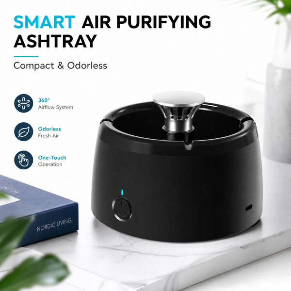 Cendrier intelligent purificateur d'air pour la maison, le bureau et la voiture, cendrier sans fumée rechargeable avec filtre, élimine les odeurs de fumée secondaire