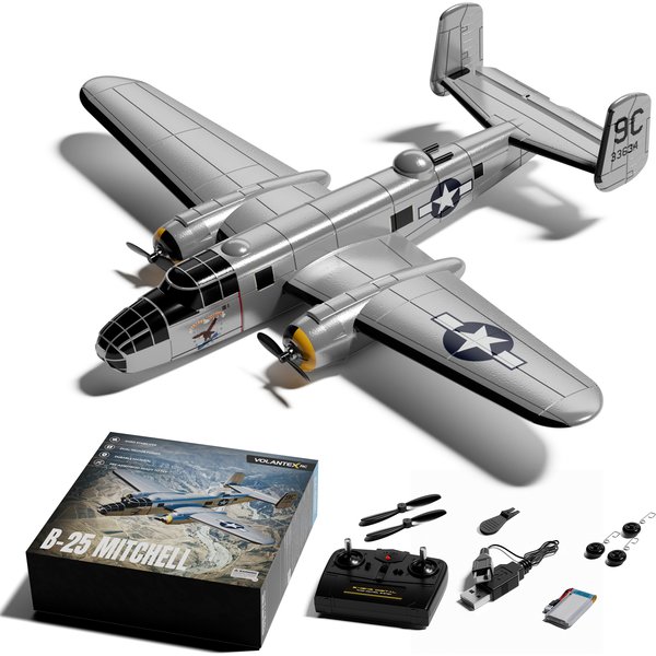 Volantex B25 Mitchell Bomber RC Kampfflugzeug 2,4G 3CH Doppelmotor RC Flugzeug Ein-Tasten-Kunstflugfunktion XPILOT Stabilisierung