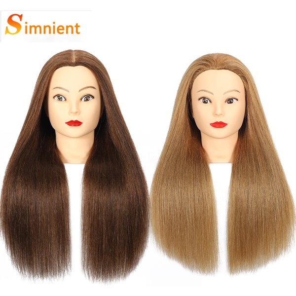 DUNIButter Head for Practice Hairstyles, Long 100% Real Human Hair, Mannequin Head for Hairdresser, Peut être Dye Wiltshire ach Perm Etc